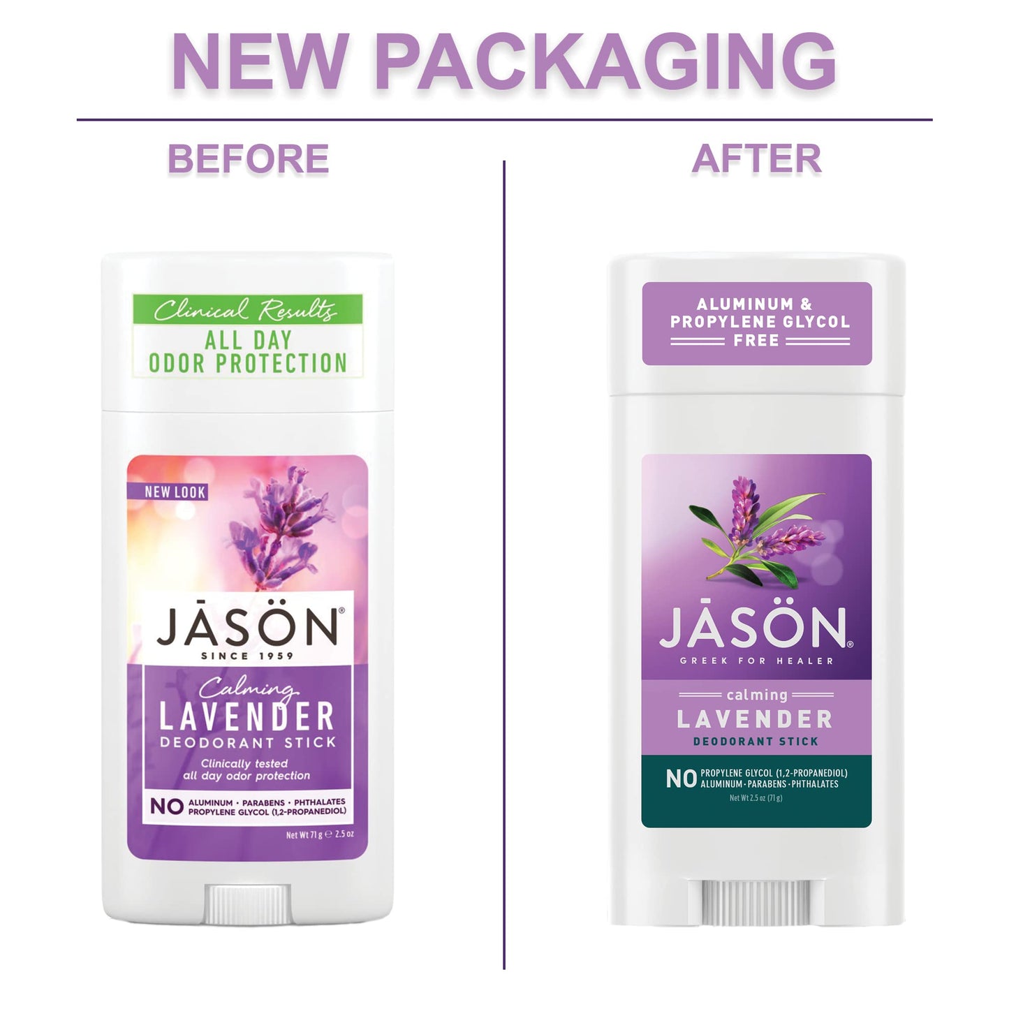 Jason Aluminum Free Deodorant Stick, Calming Lavender, 2.5 Oz