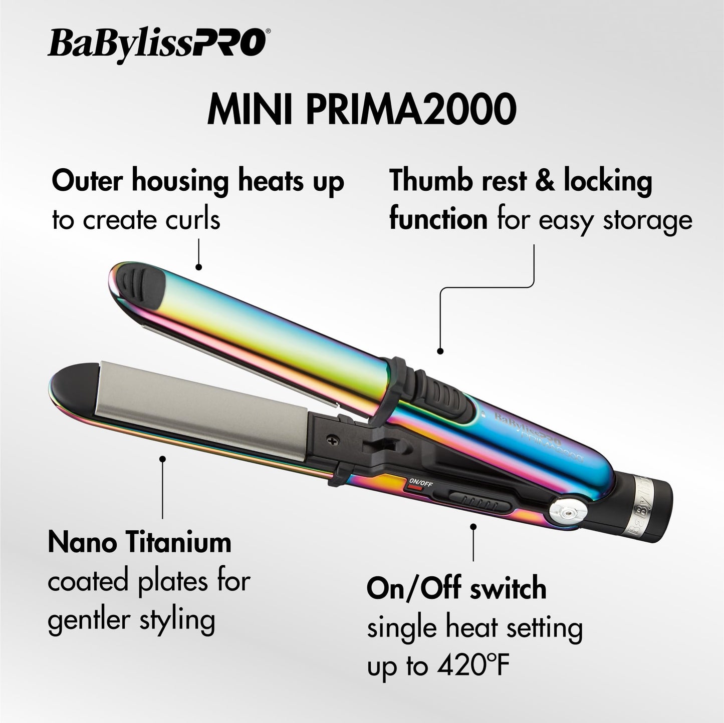 BabylissPRO® Nano Titanium™ Iridescent Prima3100 & Prima2000 Styling Irons Prepack