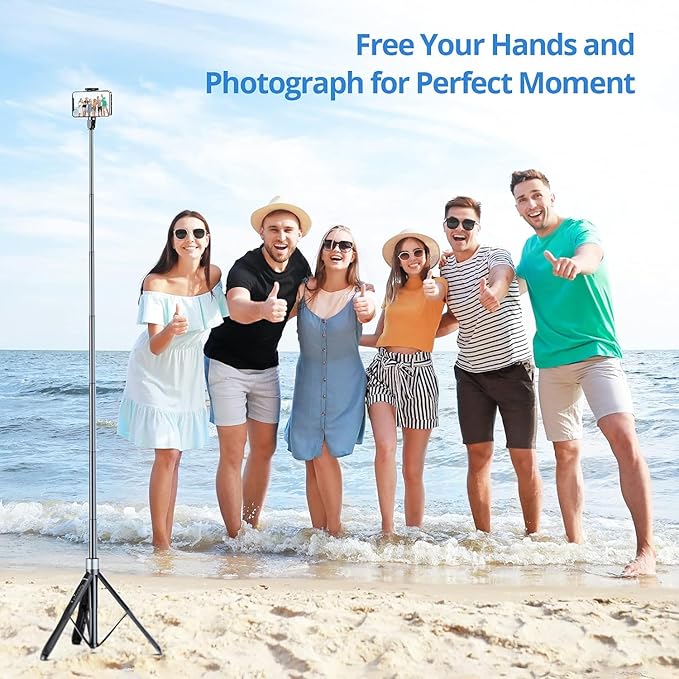 ATUMTEK 60" Selfie Stick Tripod, All in One Extendable Phone Tripod Stand with Bluetooth Remote 360° Rotation for iPhone and Android Phone Selfies, Video Recording, Vlogging, Live Streaming, Black