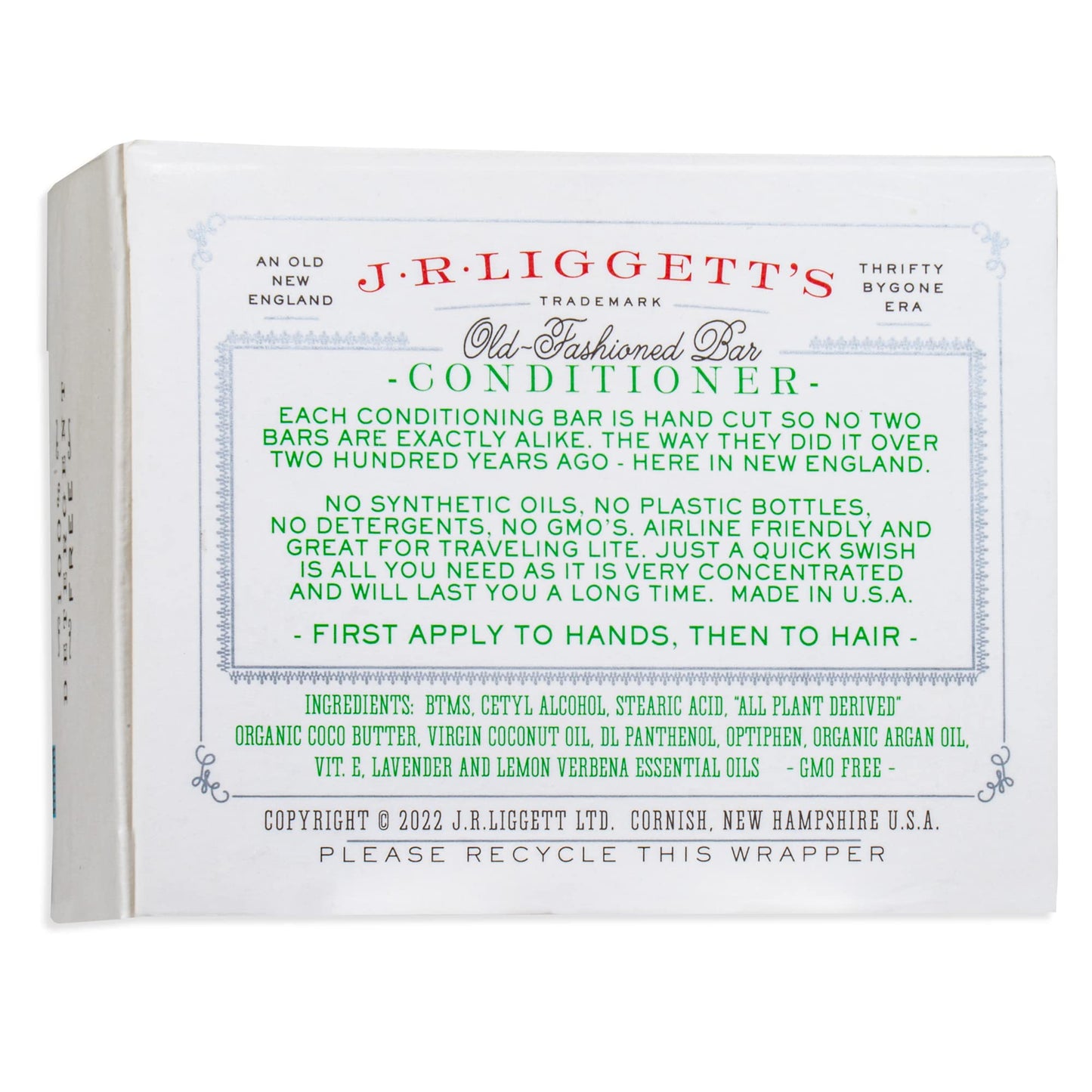 J·R·LIGGETT'S Conditioner Bar - Original Formula, All Natural Hair Conditioner with Coconut Oil & Cocoa Butter - Sulfate Free, Gmo Free, Plant-Based Ingredients for Soft & Smooth Hair, 1.75oz - 3 Pack