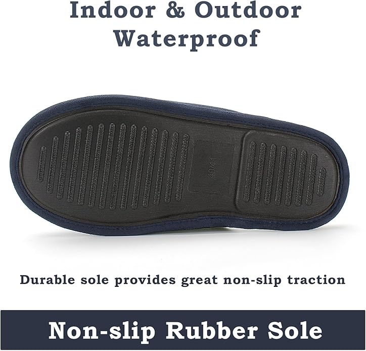 Men's Scuff Slippers with Memory Foam, Faux Suede Open Back House Slip-ons, Non-slip Indoor/Outdoor Soles, Unique Gifts, Sizes 8-15