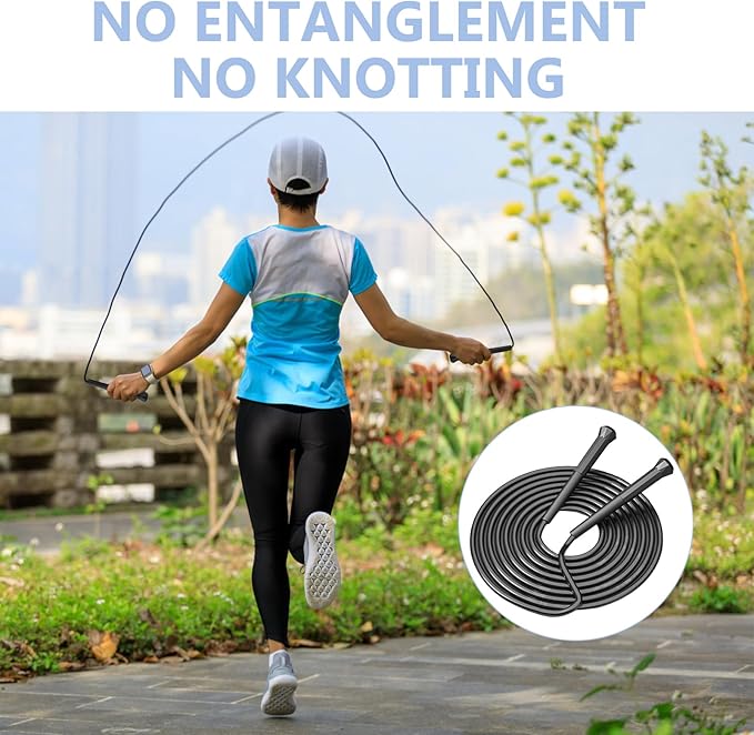 10 ft Speed Jump Rope with Handle, Adjustable Skipping Rope for Men Women, 3 oz Ultra-light Professional Fitness Boxing Cross Fit Exercises Gym Cardio Endurance Training Lovers (Black)