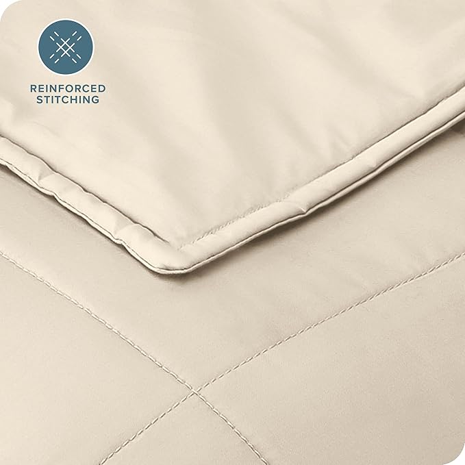 Bare Home Weighted Blanket Queen Size 17lb (60" x 80") for Adults - All-Natural 100% Cotton - Premium Heavy Blanket Nontoxic Glass Beads (Sand, 60"x80")