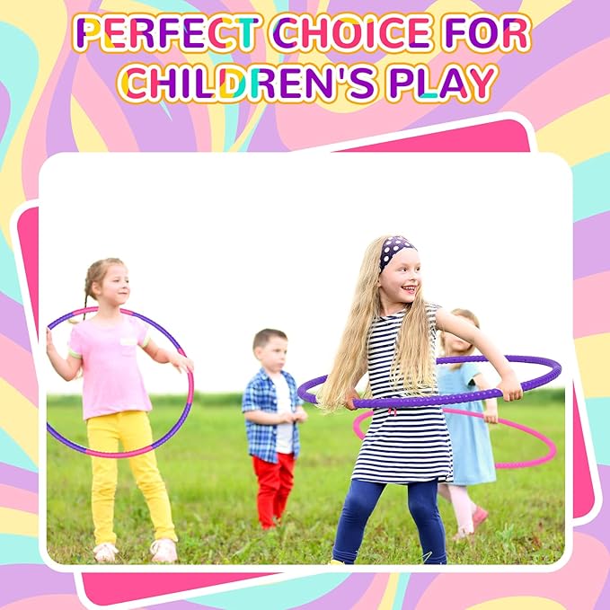 6 Pcs Exercise Hoop Detachable Fitness Rings Adjustable Plastic Toy Fitness Hoop Playground Toys Colored Circles for Teens Games Gymnastics Agility, 28 Inch(Rose Red, Purple)