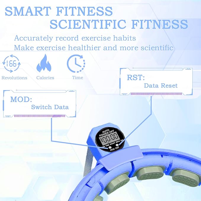 2025 New Silent Smart Weighted Fitness Hoop, Weighted Hula Circle Hoops for Adults Weight Loss,18 Detachable Links Waist 30"- 50", Exercise Hula for Women & Men