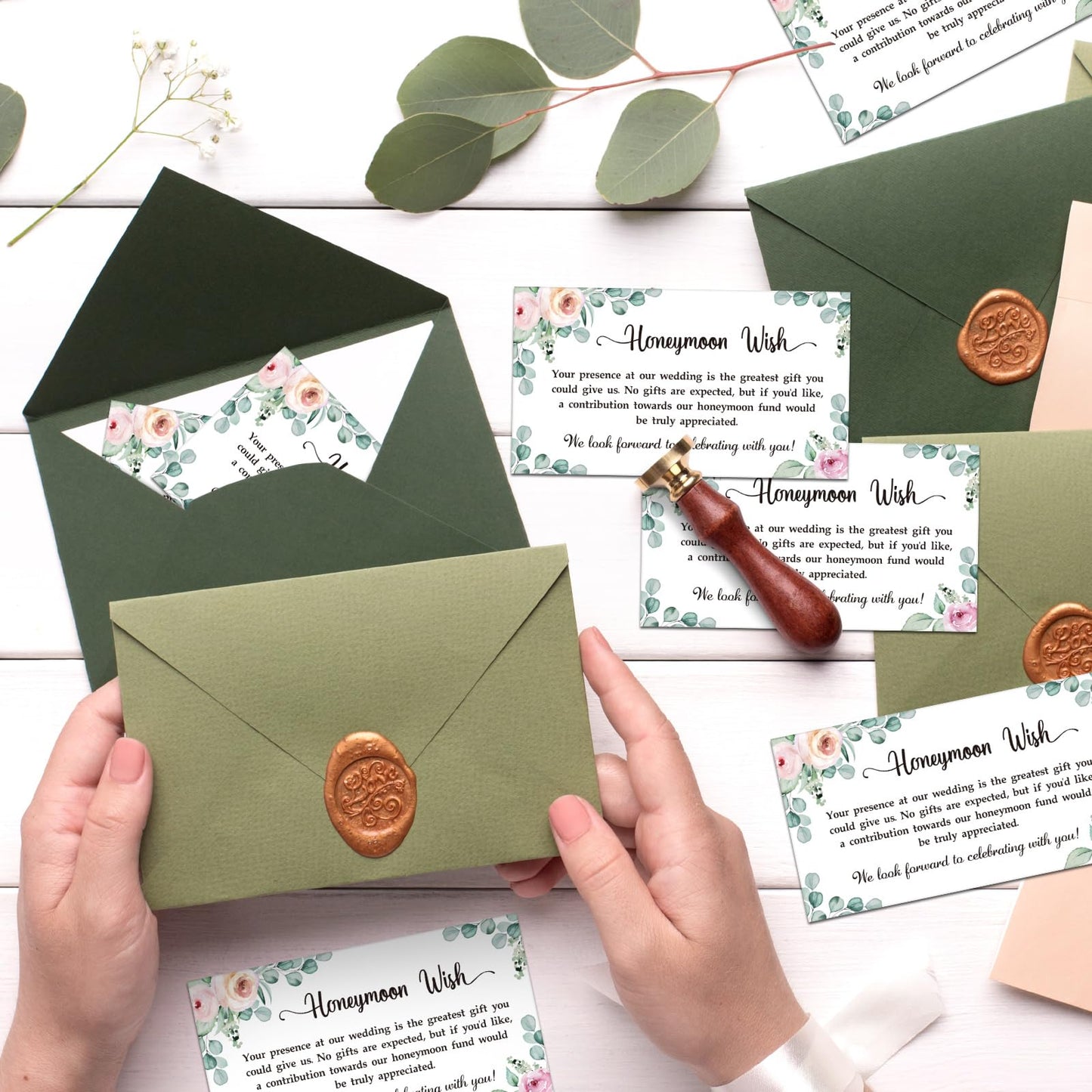 Motiskyy 200 Set Honeymoon Fund Wish Cards 3.5" x 2" No Gifts Request Wedding Invitation Insert Honeymoon Wish Cards