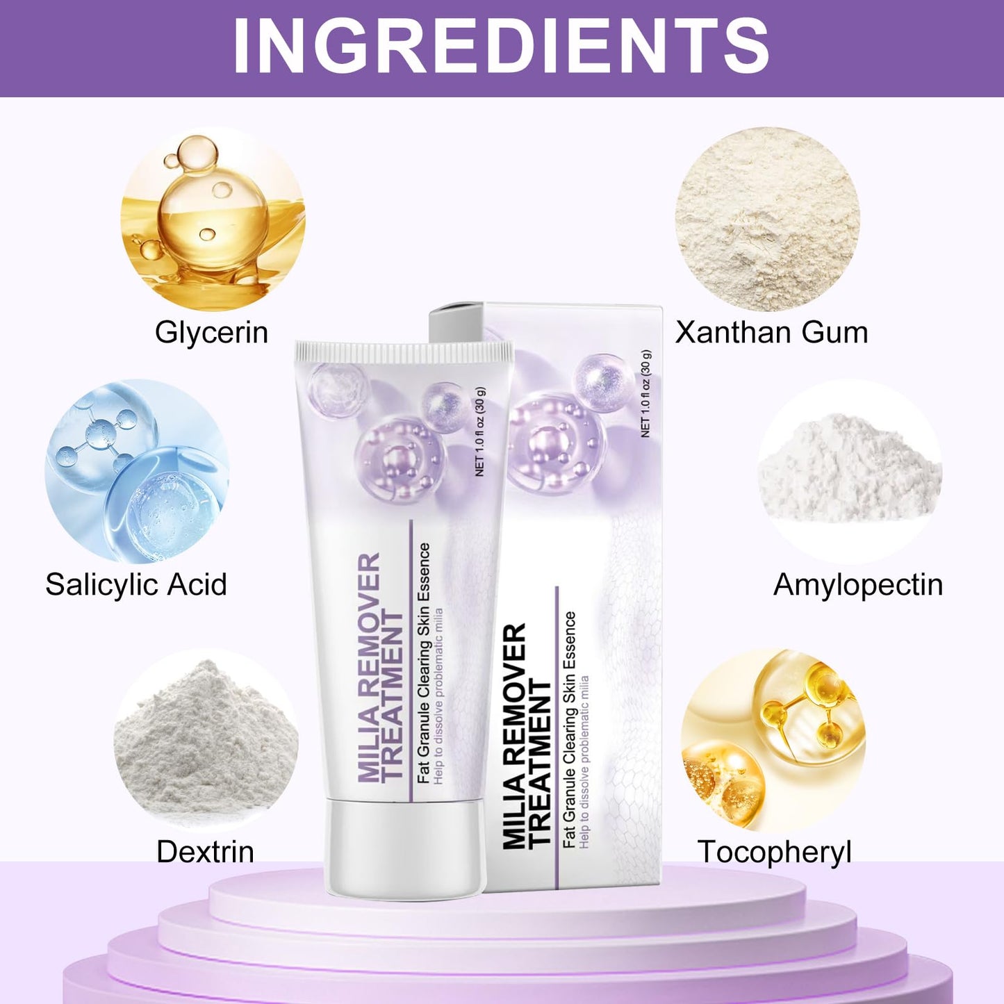 Milia Remover Cream for Eyes and Face,Milia Spot Remover with Salicylic Acid,Milia Acne Cream(1 Fl Oz (Pack of 1))