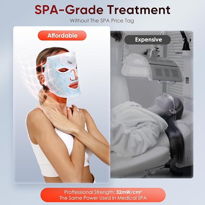 7-Color Red Light Therapy for Face Mask - LED Light Treatment Beauty Device with Rechargeable Battery, Skin Care Beauty Tool, Unique Anniversary Birthday Gift for Women Mom Wife