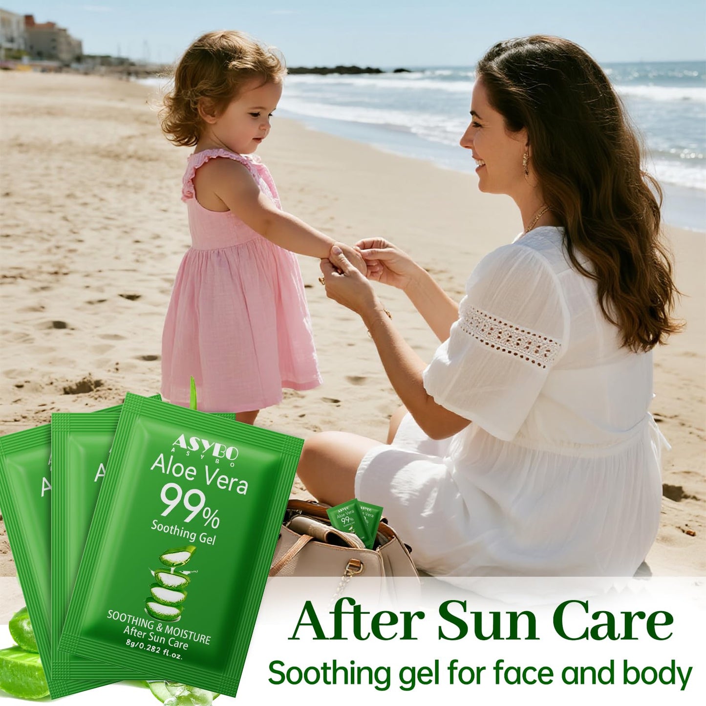 ASYBO 30 Pack Natural Aloe Vera Gel -99% Pure Moisturizing Aloe Vera, Soothing and Hydrating, Sunburn and Scar Repair, Portable Travel Size, After Sun Care for Face Body Hair