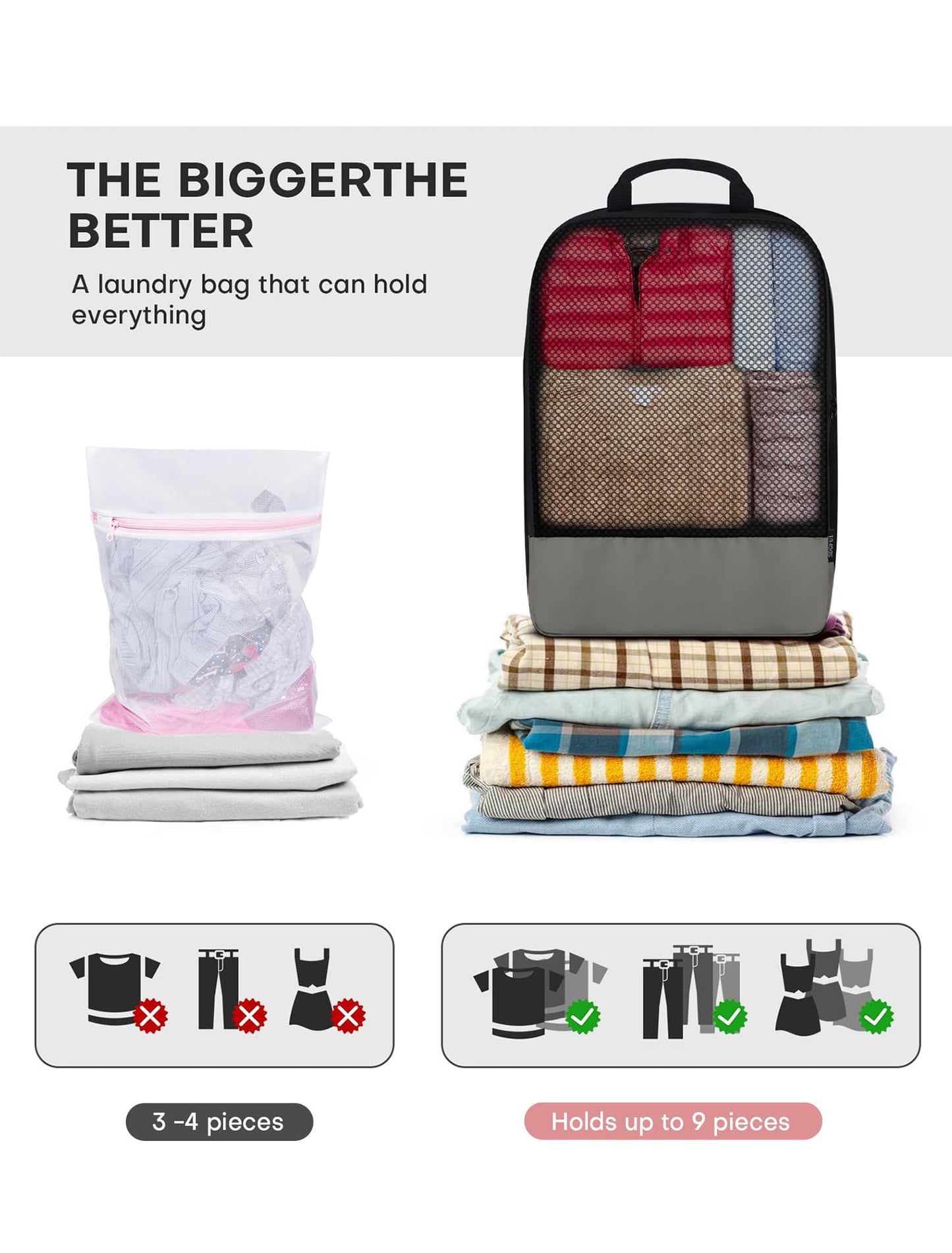 4 PCS Set Compression Packing Cubes for Travel, Lightweight Packaging Organizer Bags for Carry On Space Saving, Travel Essentials Cubes for Suitcase Backpack, Grey