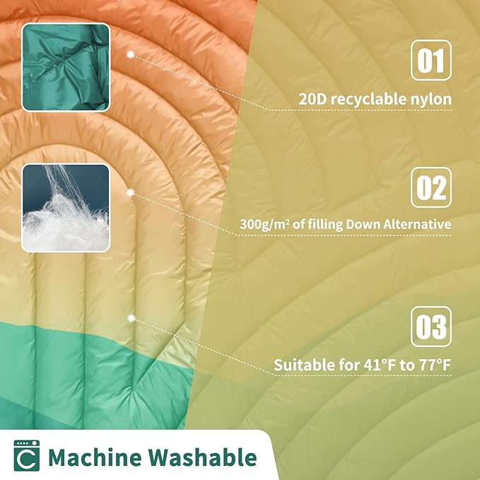 Camping Blanket,Lightweight Down Alternative Puffy Blanket Packable Outdoor Blanket for Camping,Traveling, Stadium, Hiking, Picnics