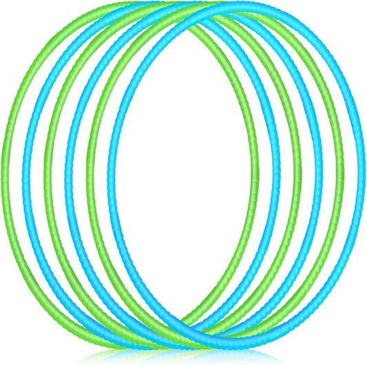 6 Pcs Exercise Hoop Detachable Fitness Rings Adjustable Plastic Toy Fitness Hoop Playground Toys Colored Circles for Teens Games Gymnastics Agility, 28 Inch(Green,Blue)