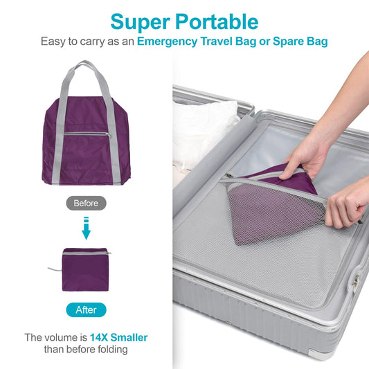 Cambond Spirit Airlines Personal Item Bag 18x14x8-30L Carry on Personal Item Travel Bags for Short Trip, Lightweight Compact Underseat Foldable Travel Duffel Bags, Purple