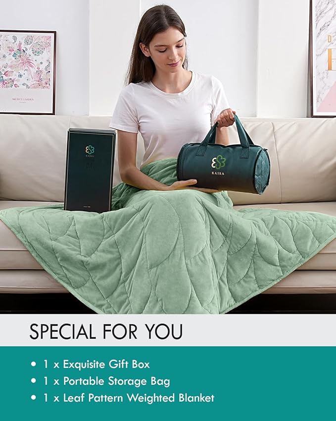 Kaisa Weighted Blanket for Adults 7lbs 41" x 53", Cozy Luxury Crystal Velvet Small Weighted Lap Blanket, All-Season Blanket, Machine Washable, Sage Green