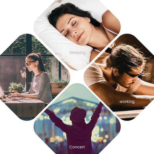 JUSTRVN Earplugs for Sleeping,Noise Reduction Soft Silicone Ear plugs with 7 Pairs Ear tips&One Connection Cord,Hearing Protection Reusable Earplugs for Sleeping,Concert,Work&Sound Reduction 25dB-30db