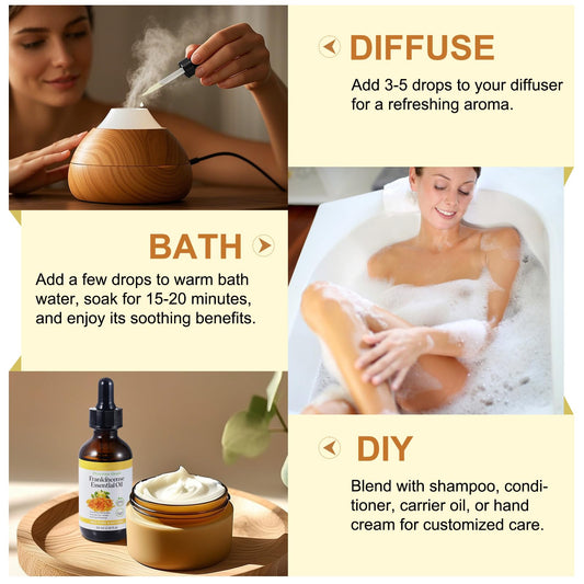 Frankincense Resin Oil for Face 2.02 fl.oz, Reduces Fine Lines & Wrinkles, Soothes & Repairs Skin, Deep Hydration for Body, Anti-Aging Serum Frankincense Skin Essential Oil Wrinkle