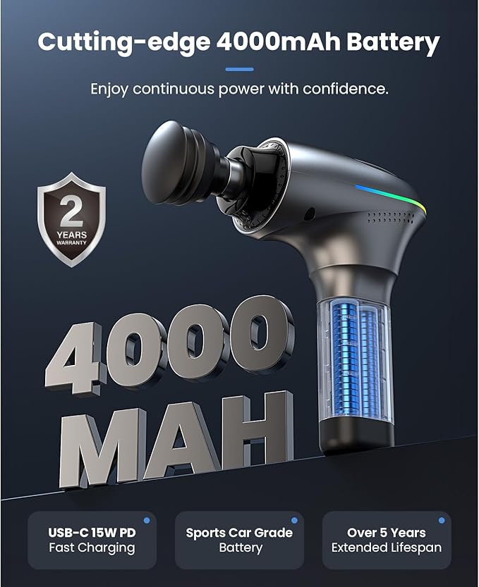 BOB AND BRAD A2 Pro Massage Gun with Heat and Cold Therapy, Professional Percussion Massage Gun Deep Tissue for Athletes Home Gym, Portable Muscle Massager with Force Sensor Light, Ideal Gift