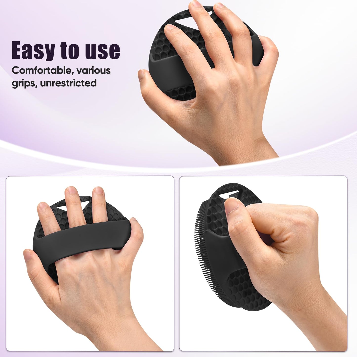 Canroom Lymphatic Brush Silicone Body Scrubber for Shower - Exfoliating Silicone Loofah with Zinc Infused and Stiff Massage Nodes，for Improving Skin Health and Reduces Acne-Black