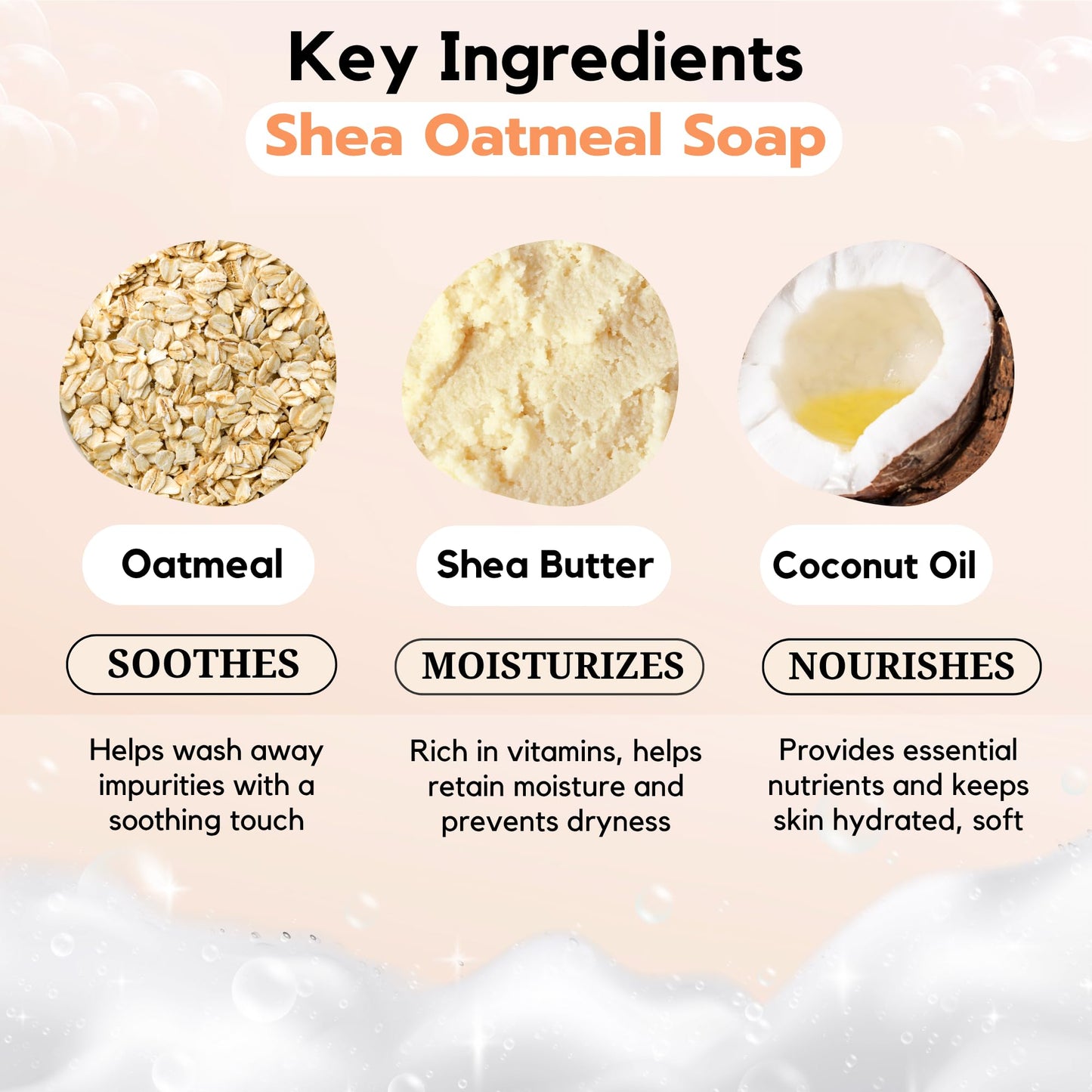 ECO ROOTS 3 Pack Natural Oatmeal Soap Bar – Face & Body Cleansing Bar with Shea Butter & Coconut Oil – Gentle Daily Moisturizing Bars of Soap