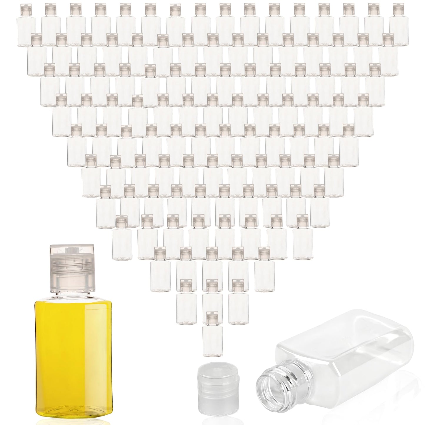 110 Pcs 1 oz Travel Plastic Bottles Mini Clear Bottles with Flip Caps Empty Hand Sanitizer Container Portable Refillable Containers for Shower Gel Face Creams Body Lotions