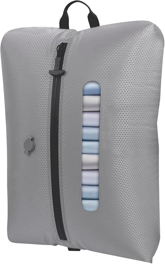 2025 Vacuum Bags for Travel with See-Through Window Space Saver Vacuum Seal Bags for Clothing Travel IP67 Reusable Packing Organizers for Luggage, Backpack, Suitcase Grey 1PC+No Pump