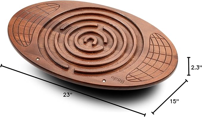 Bodo Maze Balance Board - Wood Wobble Board for Kids, Toddlers, Teens & Adults for Exercise Training, Physical Therapy, Bodyweight Fitness, Skiing, Surfing, Snowboarding, Skateboarding with Labyrinth