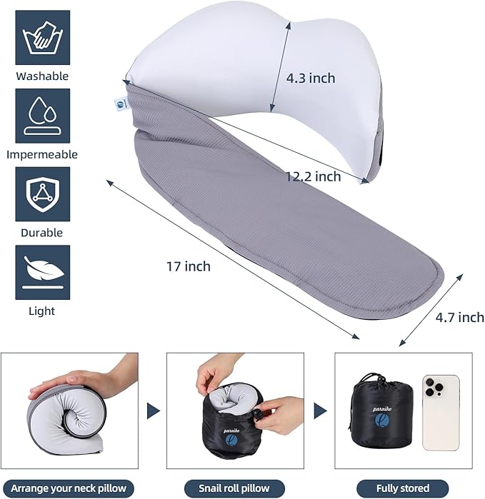 Travel Pillows for Airplanes,Memory Foam Neck Pillow for Comfort on Airplane,Neck Travel Pillow with its own Eye mask, Ergonomic Design for Travel, Car Rides, Offices and Home Use,M-L Sizes