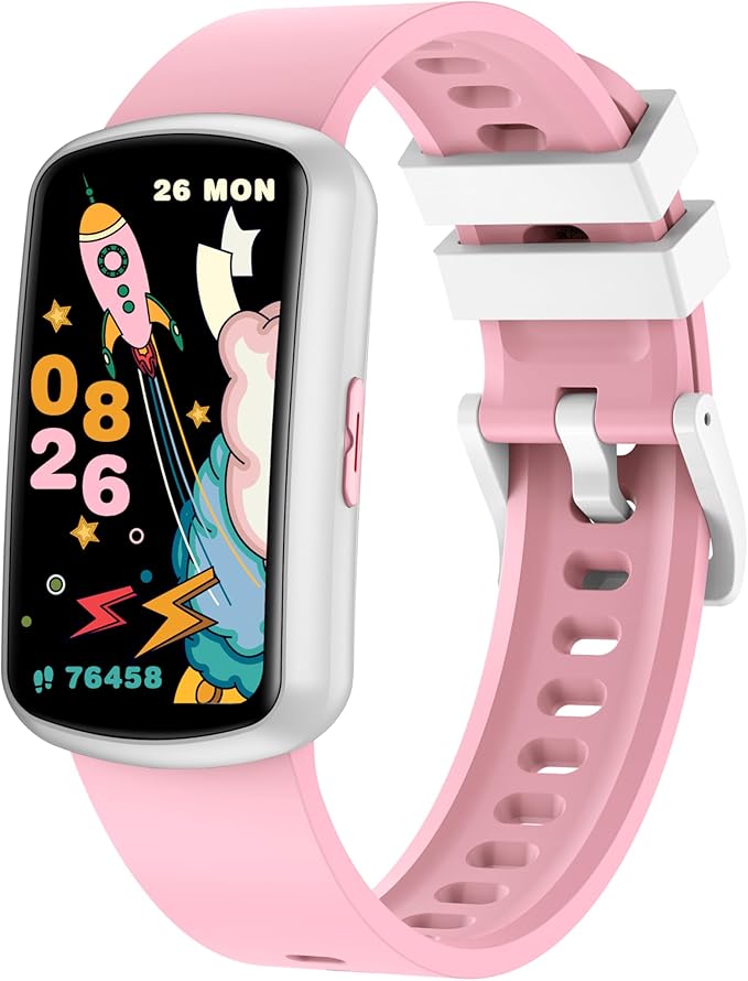 Kids Fitness Tracker Watch for Boys Girls Ages 5-15, Full Touch 1.47" Screen, Activity Tracker, HeartRate and Sleep Monitor, IP68 Waterproof, Pedometer, Puzzle Games (Pink)