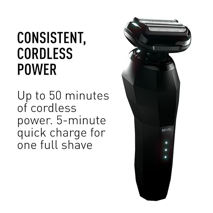 Bevel Electric Shaver for Men, Electric Foil Shaver, Wet and Dry Electric Razor, Waterproof, Fast Charging, Cordless Rechargeable, Black