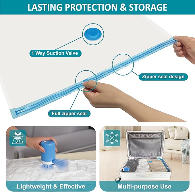 Cozy Essential 26 Pack Vacuum Storage Bags with Portable Electric Pump, Vacuum Seal Space Saver Bags for Clothing, Pillows, Blanket, Bedding, Comforters