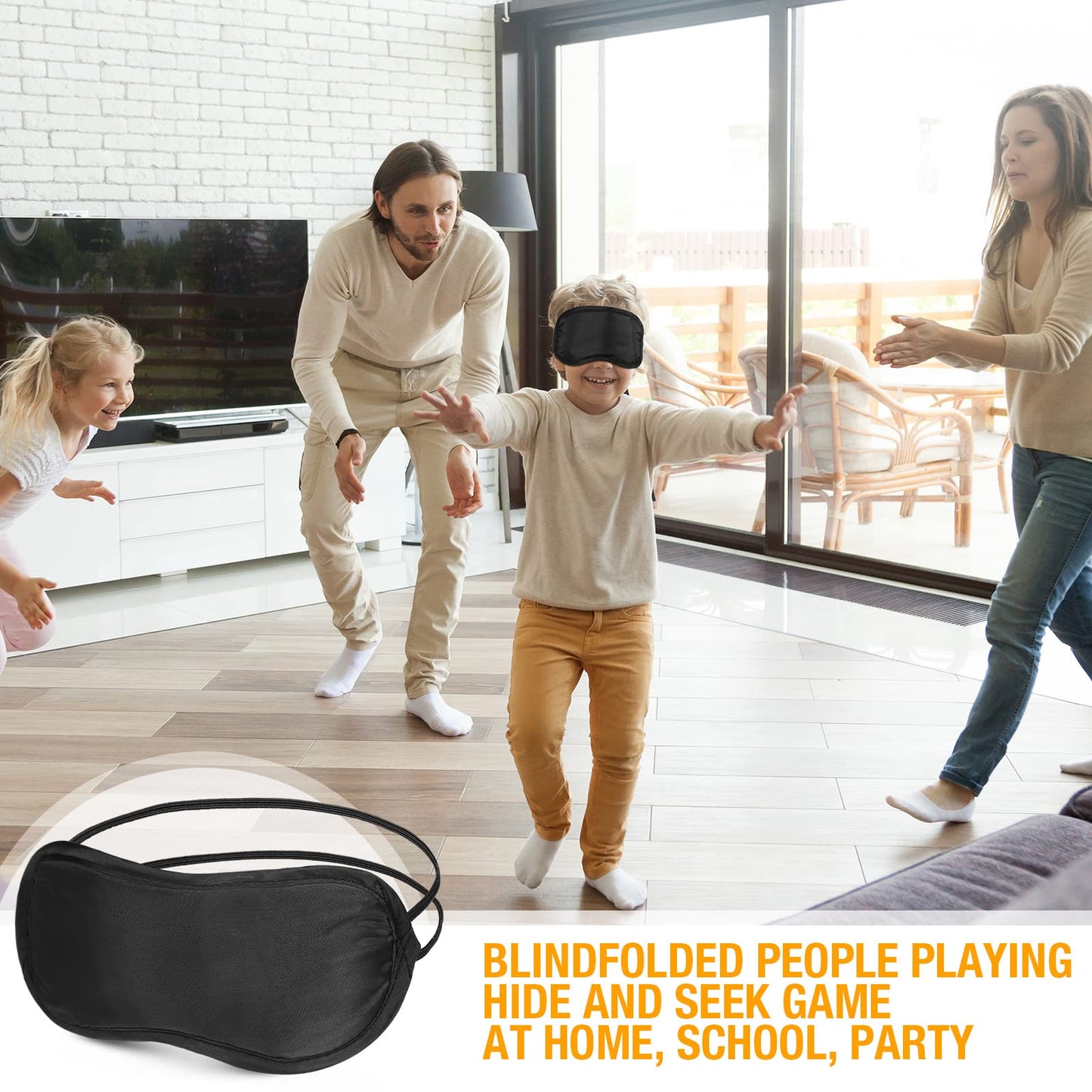 Tarpop 200 Pcs Eye Mask Sleeping Blindfold Eye Cover with Adjustable Strap for Games Party Team Building Travel Individually Wrapped Sleep Mask for Women Men(Black)