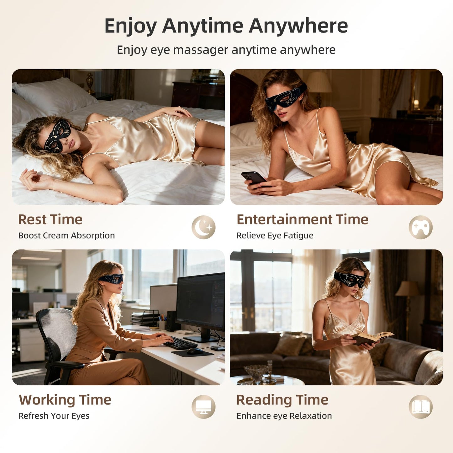 Red Light Therapy Eye Mask – 3 Modes Under-Eye Massager for Dark Circles, Puffiness & Fine Lines | Anti-Aging Eye Care Device for Men & Women, 10-Minute Daily Use