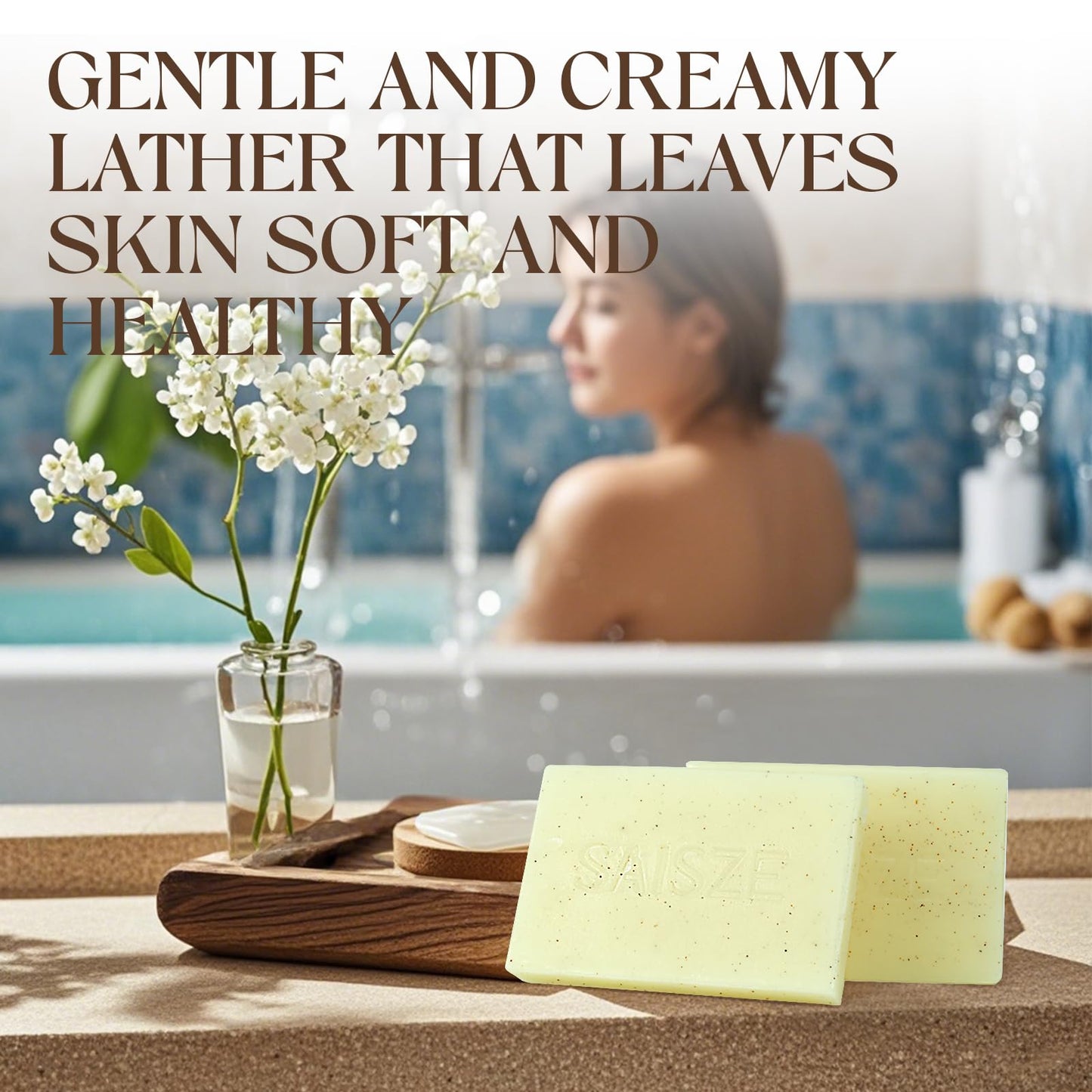 SAISZE Handmade Coconut and Shea Butter Soap - 8 oz, Cold Process, Organic Soap Enriched with Coconut oil, Shea, Body Soap Bars for Women and Men