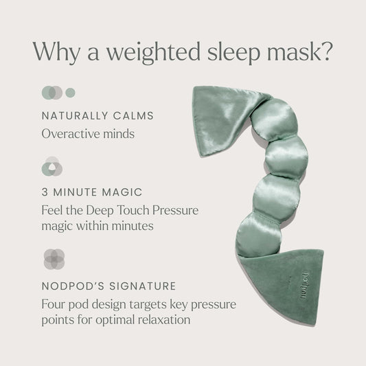 Nodpod Gentle Pressure Silk Sleep Mask | Patented Light Blocking Design for Sleeping, Travel & Relaxation | Bead Filled, Machine Washable (Willow)