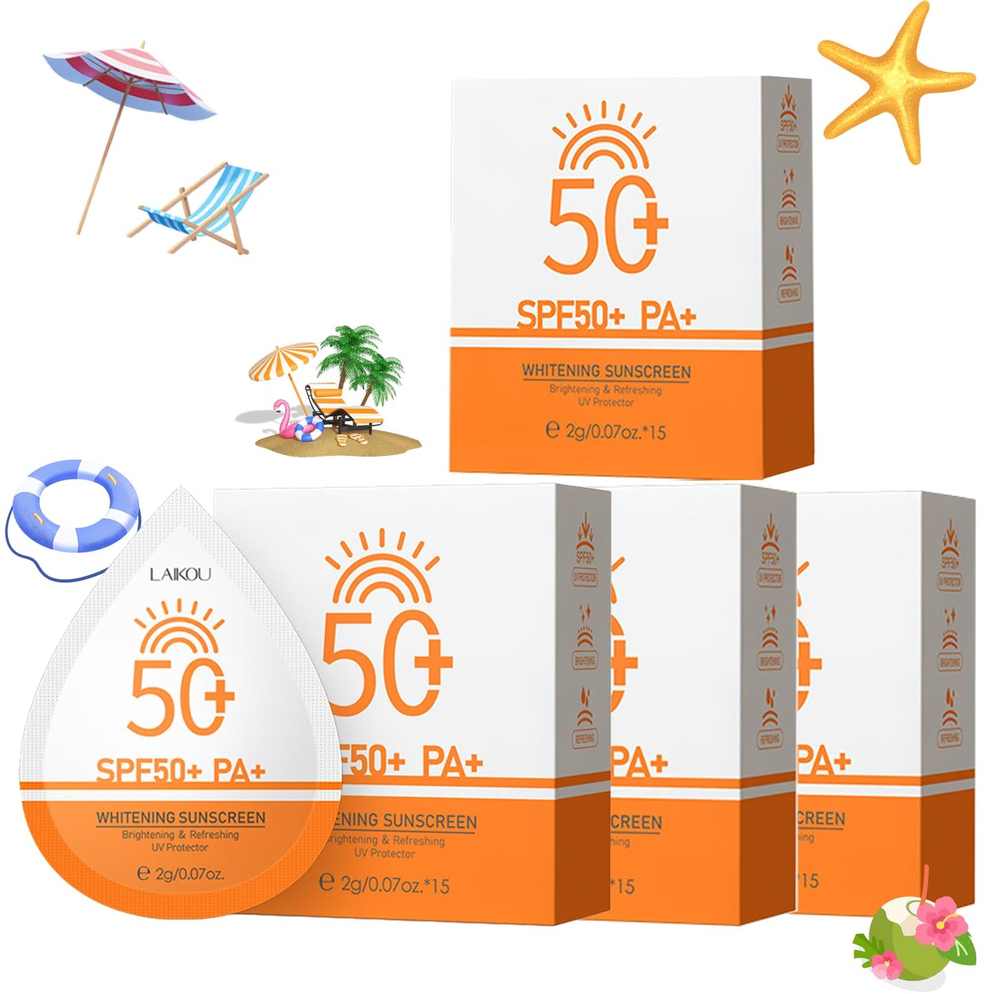 2g*60PCS Travel Size Sunscreen SPF50+ PA+ – Mini Sunscreen for Face & Body, Waterproof, Non-Greasy, Perfect for Thank You Gifts & Summer Party