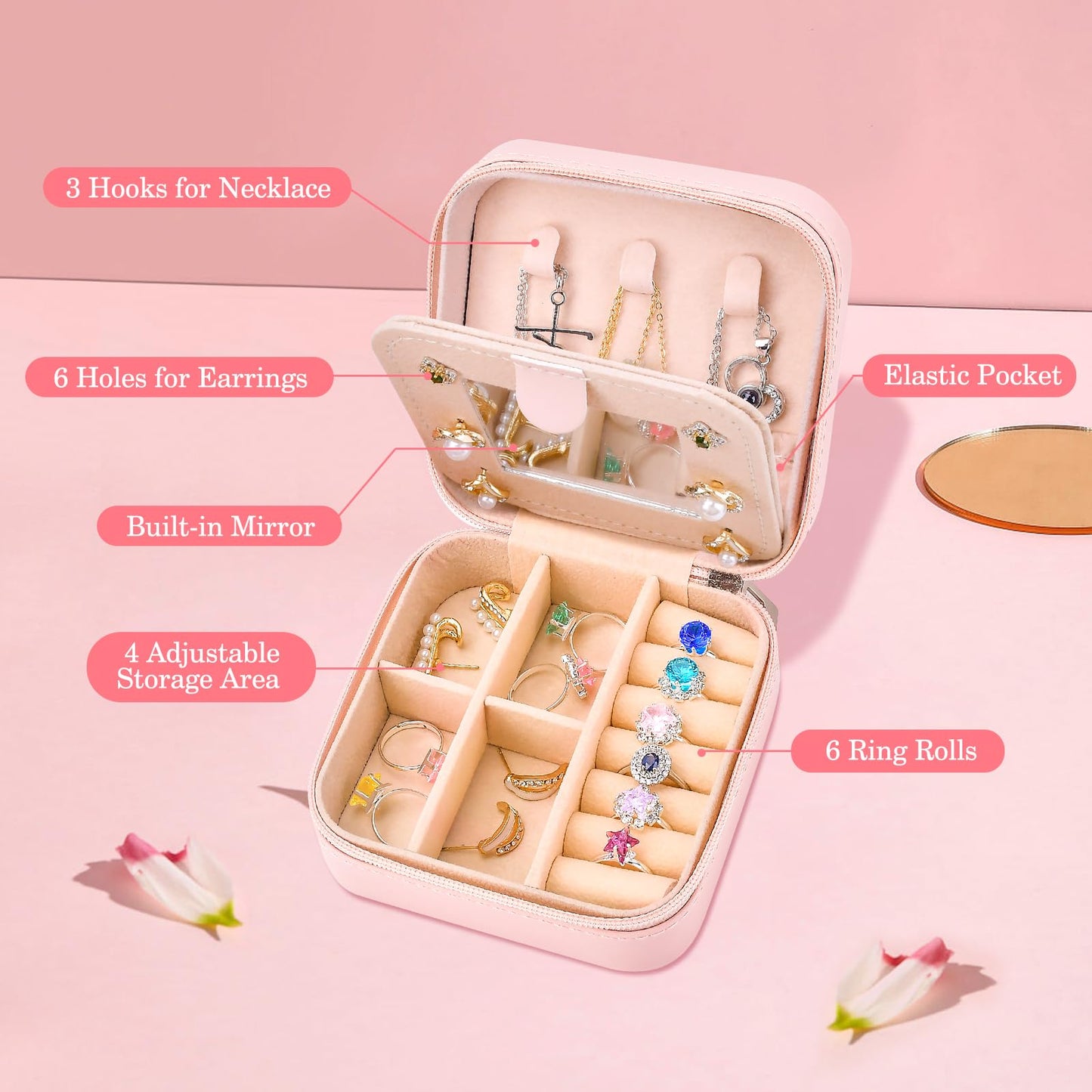 Travel Jewelry Case Box Organizer, Personalized Gifts for Women Wife Mom Aunt, Mothers Day Mom Gifts from Daughter Son, Bridal Shower Giftware for Women, Bridesmaid Proposal Unique Presents, Initial S