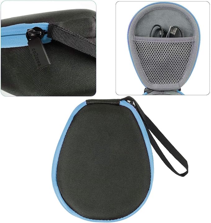 co2CREA Hard Case for SHOKZ New OpenRun Pro 2/1, OpenRun, OpenMove, OpenSwim Pro, OpenSwim, Compatible with All SHOKZ Open-Ear Bone Conduction Sport Headphones, Black Case + Ocean Blue Zipper