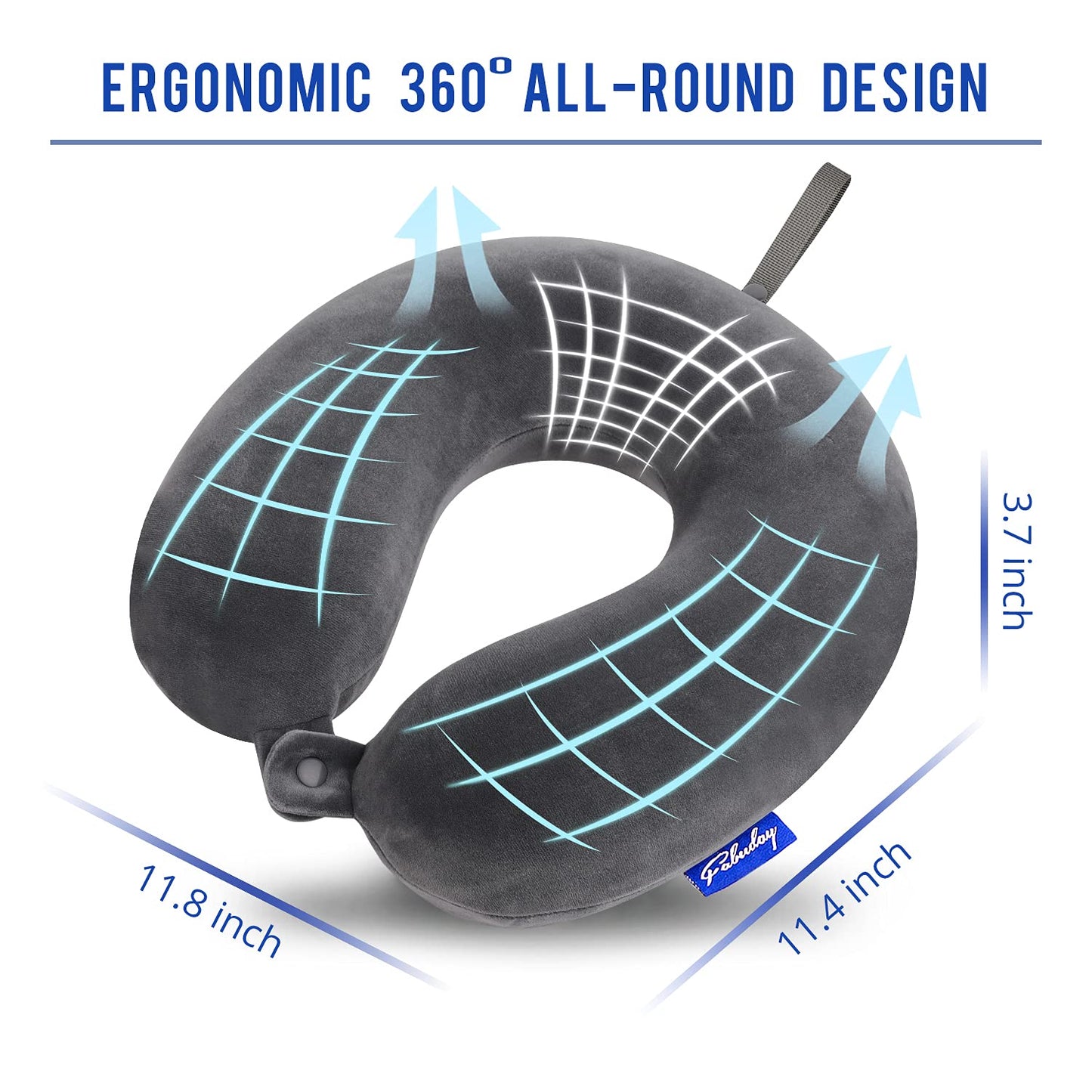 Travel Pillow Memory Foam for Airplanes - Neck Pillow for Traveling, Car, Home, Flight Pillow for Sleeping with Attachable Snap Strap Soft Washable Cover, Provide Head Neck Support Rest, Dark Gray