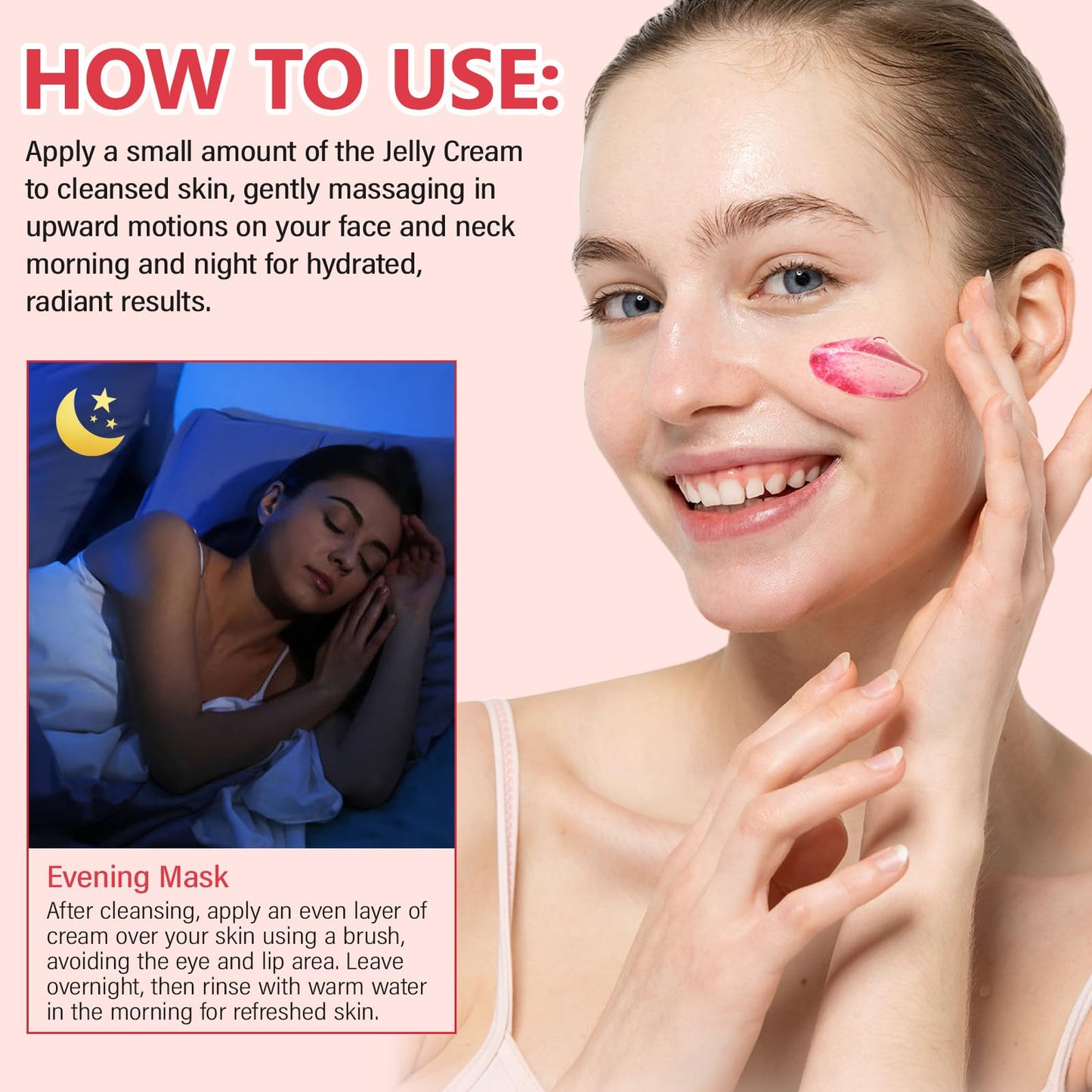 Btefls Collagen Jelly Cream - Instant Face Lift & 24h Hydration - Korean Skincare with Hydrolyzed Collagen - No Artificial Colors, 3.38 Fl Oz - Real Results, Transform Your Skin