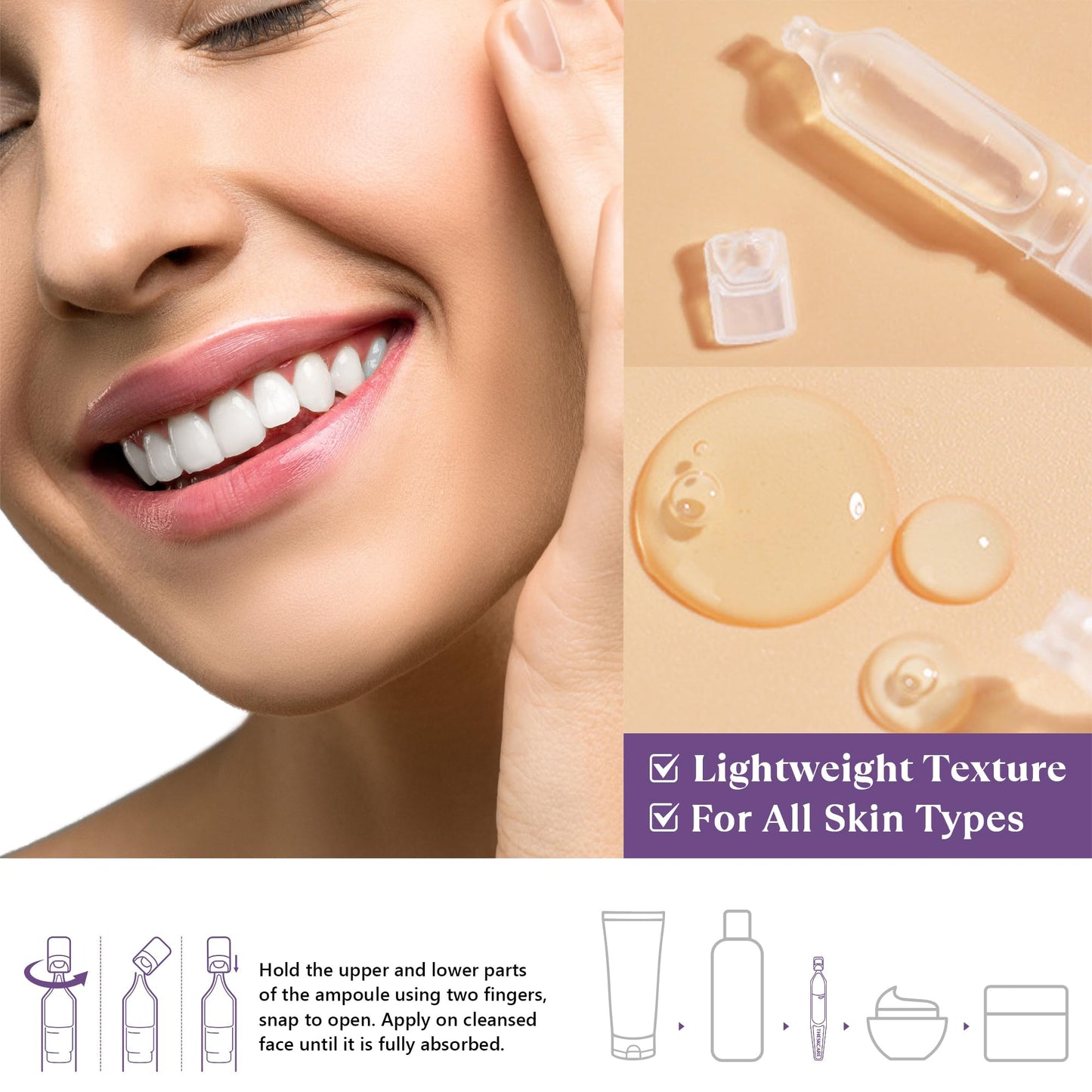 THESKCARE 5% Tranexamic Acid Serum for Face - Dark Spot Corrector for Melasma & Hyperpigmentation - Brightening Serum for Uneven Skin Tone - 30x1ml Single-Use Ampoules (30-Day Supply)