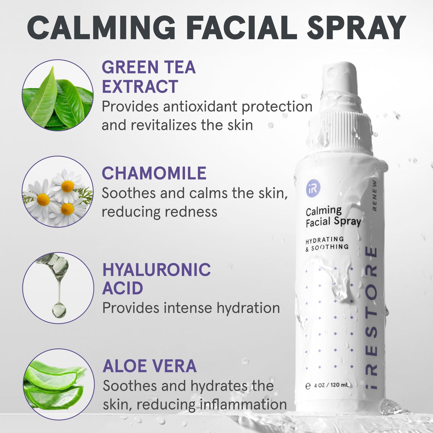 iRESTORE 3-Step Skincare Set Red Light Therapy Essentials Kit, Renew Trio Includes Hydrating Cleanser + Facial Spray + Anti-Aging Face Serum Works Best with iRESTORE Red Light Therapy Mask