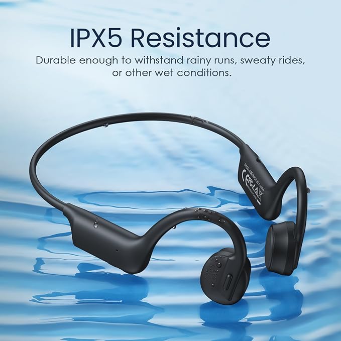 Bone Conduction Headphones-Wireless Bluetooth 5.3 Sport Open Ear Bone Conduction Headphones,IPX5 Sweat Resistant Headphone for Workout,Comfortable Fit with Hand Band Headset,Black Earphones
