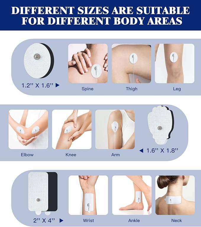 20 Pack TENS Unit Electrodes Pads, Reusable Self-Adhesive Latex-Free Non-Irritating Replacement Patches for TENS Massager with Standard 3.5mm Snap-on Connector, Compatible with Belifu, Brilnurse TENS