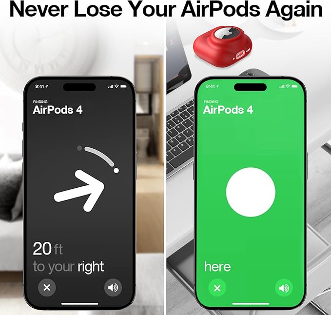 2 in 1 Silicone Case Compatible with AirPod 4 and AirTag, Shockproof Protective Skin Cover for AirPods 4th Generation with Cleaner Kit & Carabiner (Red)