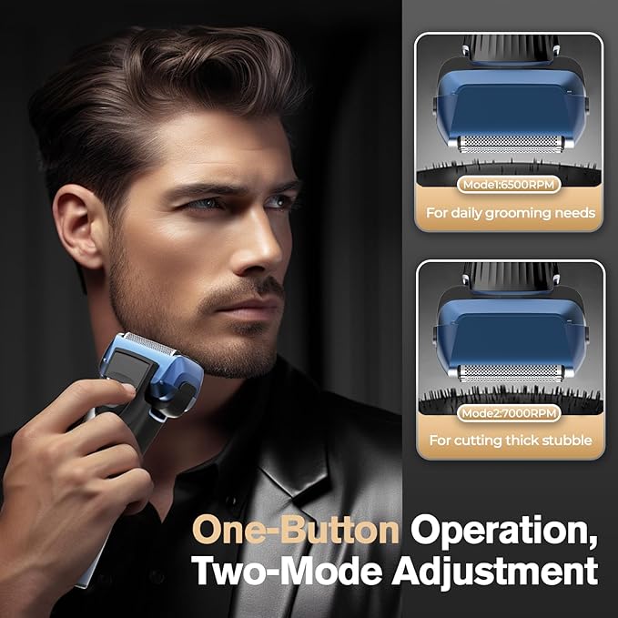 5-Blade Cordless Electric Razor for Men, 2-Speed Electric Shavers for Men Face, Close Shaving Men's Foil Shaver for Coarse Hair Wet/Dry USB-C Fast Charging &100 Min Runtime - Travel-Ready & Giftable