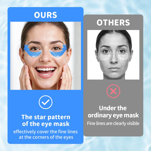 30 Pairs Under Eye Patches,Tri-color Star Under Eye Mask Patches for Sleepover Party,Cooling Eye Patches for Puffy Eyes and Dark Circles,Blueberry+Watermelon+24K Gold Hydrogel Overnight Eye Patches