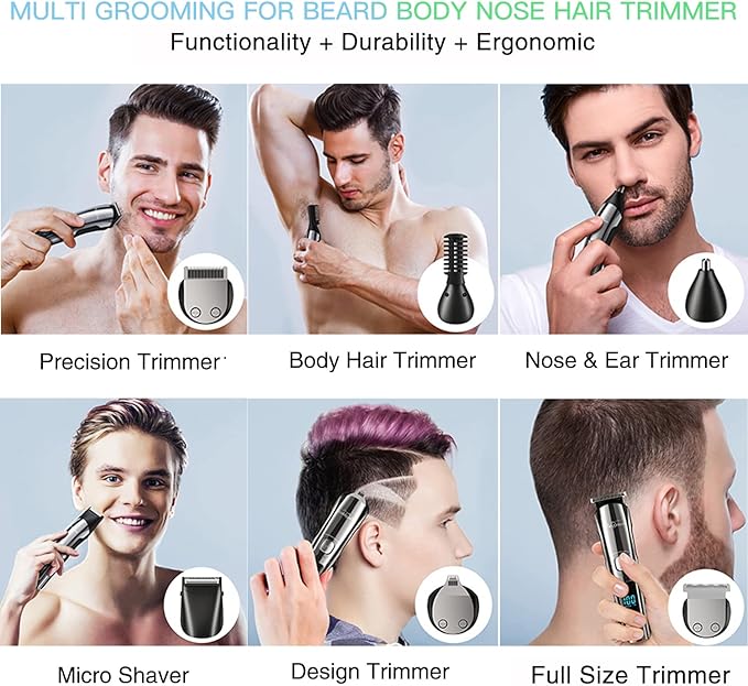 Brightup Beard Trimmer for Men with Travel Case- Electric Razor & Shaver, Cordless Hair Clippers Trimmers Set, IPX7 Waterproof Mens Grooming Kit for Face, Mustache, Body, Ear, Nose Hair Trimmer