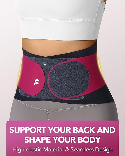 0.5mm Ultra Thin Back Brace with 3D Lumbar Pad, Seamless Yoga Fabric, Lightweight Back Brace for Lower Back Pain Women Men, Sciatica, Posture, Back Support Brace for Wearing Under Clothes