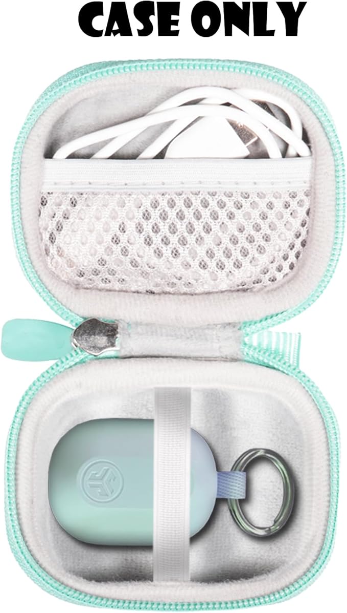 CaseSack Case for JLab Go Air Pop, Air, Air Tones+/ Tones, JBuds Mini True Wireless Earbuds, Compact Organizer for The Charger case and Charger Cord (Mint)
