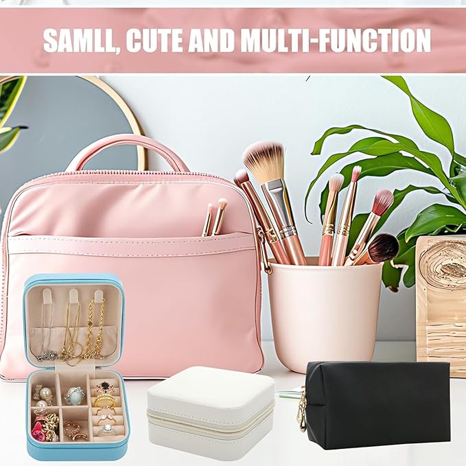 Bridesmaid Proposal Gifts Letter Cosmetic makeup bag bulk for Wedding Party Favors Bachelorette party decorations Toiletry Organizer Bag Makeup Case Gift (6, White&Black)